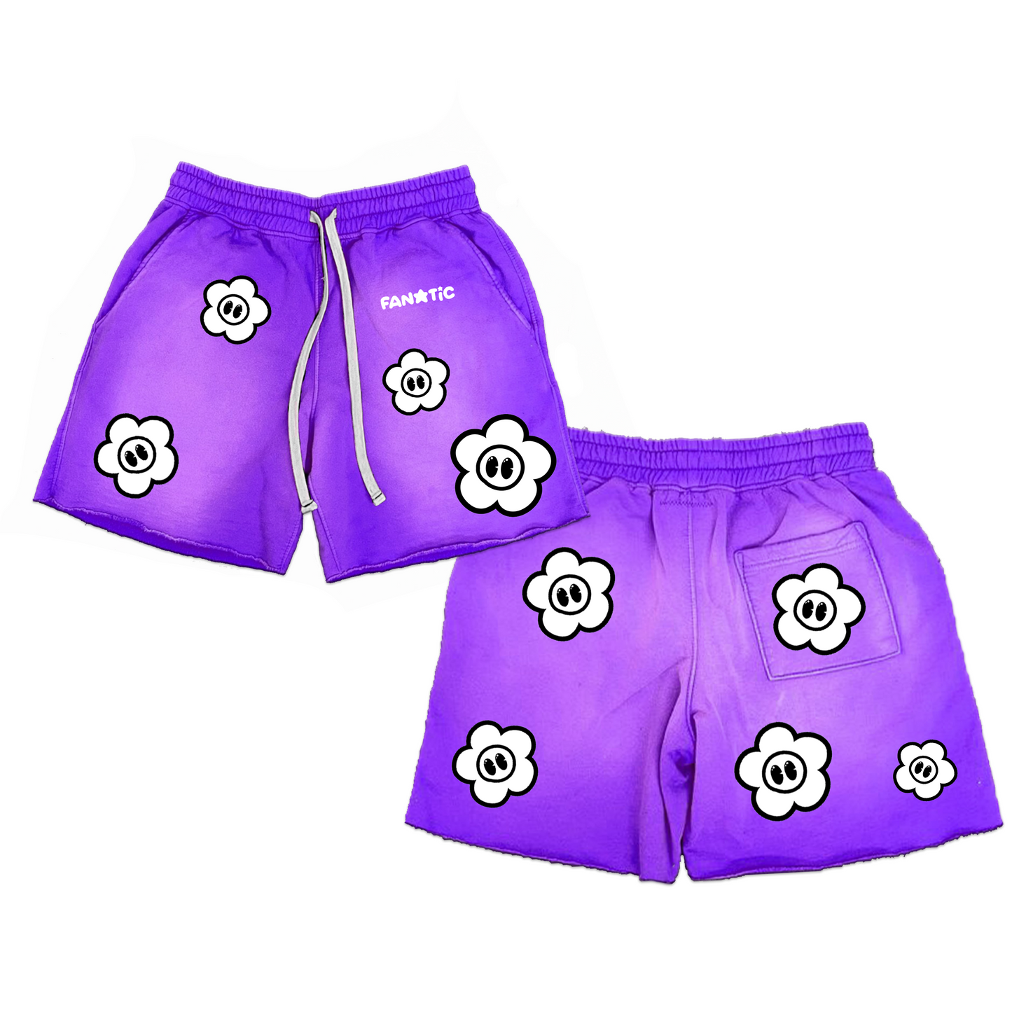 FANATIC FLORAL ACID-WASH SHORTS