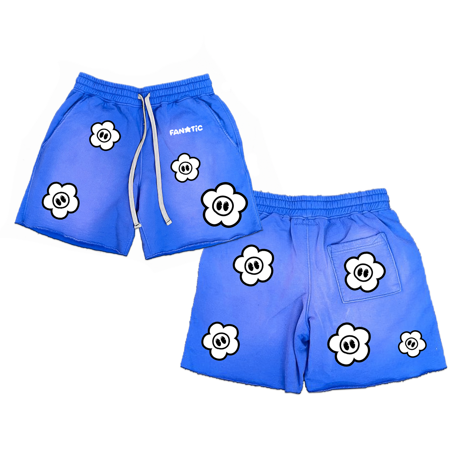 FANATIC FLORAL ACID-WASH SHORTS